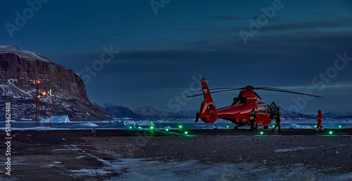 Greenland in winter - helicopter air transport for Arctic tourism