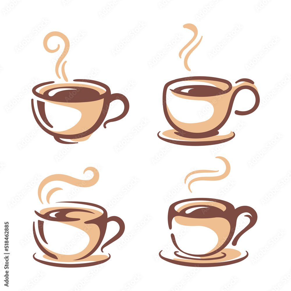 simple coffee cup vector For the hot drink menu in the cafe simple coffee cup vector For the hot drink menu in the cafe