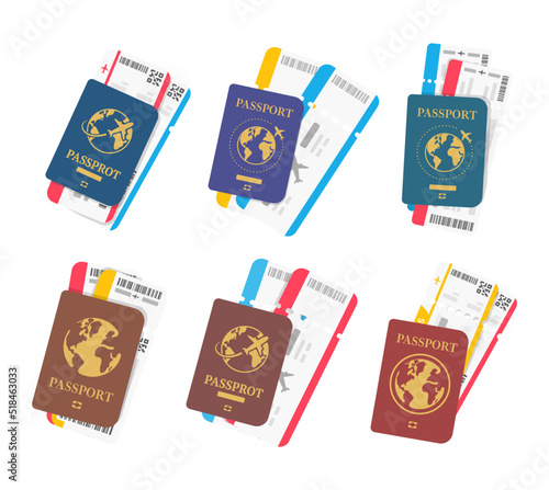 passport. travel documents for immigration officers in the airport before traveling