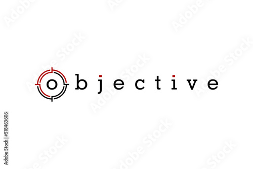 Typography of objective with unique on 'o' letter ready to use.