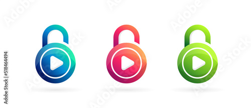 lock videos icon or padlock video icon logo