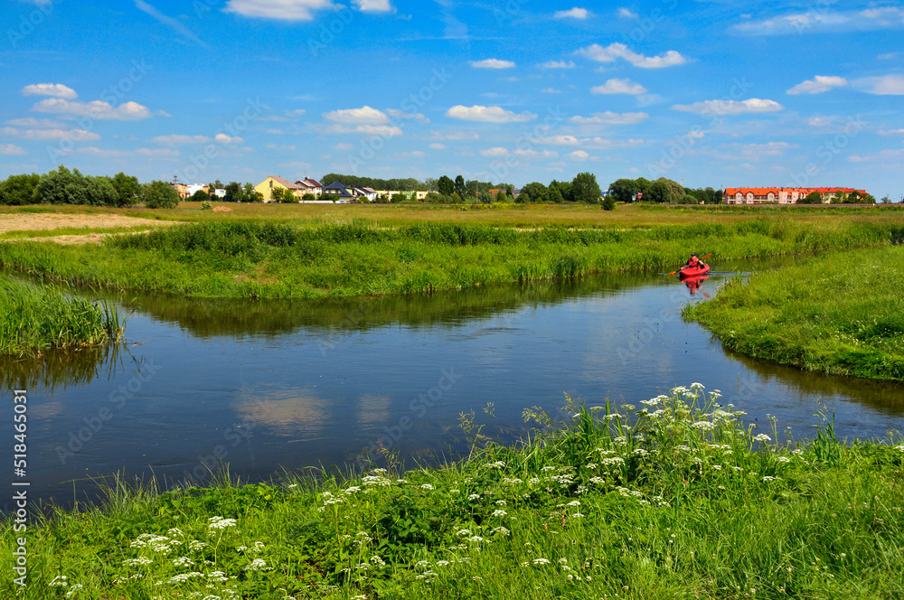 Fototapeta premium Crossing the rivers Welna and Nielba. Wagrowiec, Greater Poland Voivodeship, Poland.