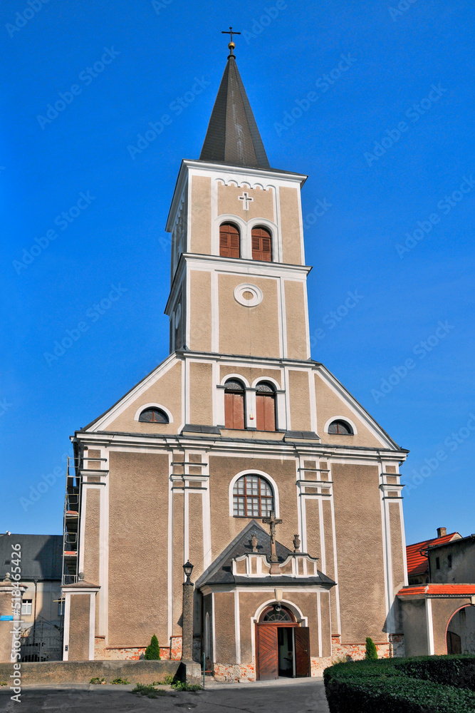 Obraz premium Church Of the Exaltation of the Holy Cross. Zabkowice Slaskie, Lower Silesian Voivodeship, Poland.
