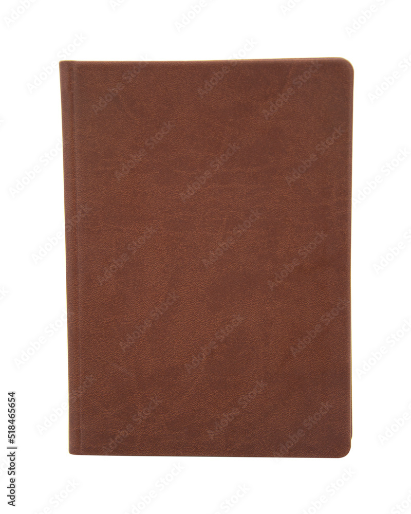 Leather brown notebook planner isolated on the white background Leather brown notebook planner isolated on the white background
