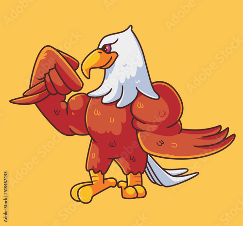 cute eagle body builder. Isolated animal illustration. Flat Style Sticker Icon Premium vector