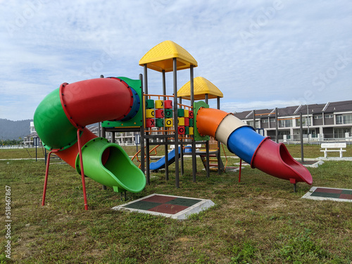 Perak, Malaysia, July 16 2022: A children's playground located in a residential area.