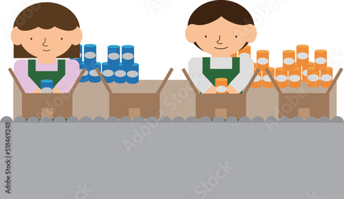 箱詰め作業を行っている人