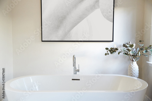 Modern design bathroom with freestanding bathtub photo