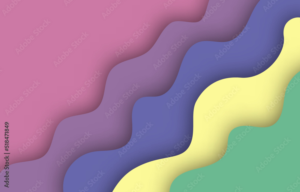 colorful Trendy Pantone Color Palettes ocean wave Papercut Background for presentation. gradient background design. Summer sea beach waves pattern. 