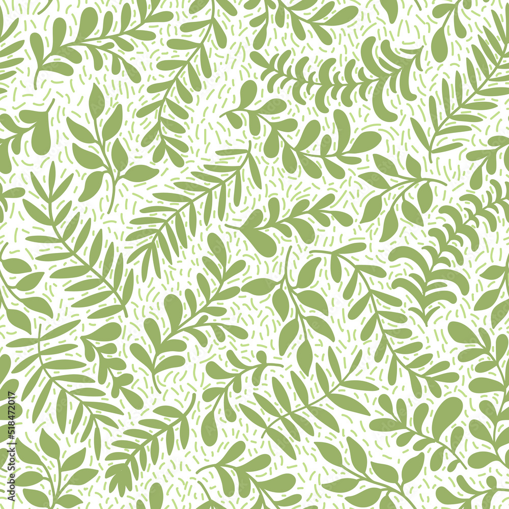 Hand Drawn Vector Seamless Pattern with Leaves Hand Drawn Vector Seamless Pattern with Leaves