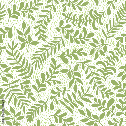 Hand Drawn Vector Seamless Pattern with Leaves