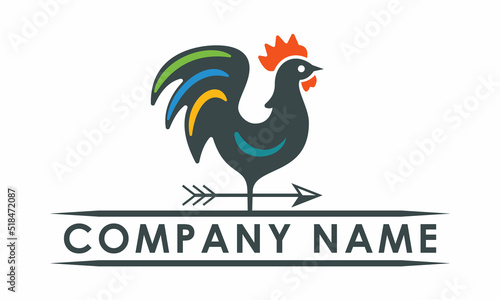Colorful Rooster Weather Vane Badge Logo Design photo