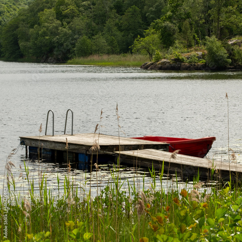 Wooden jetty on the lake. photo