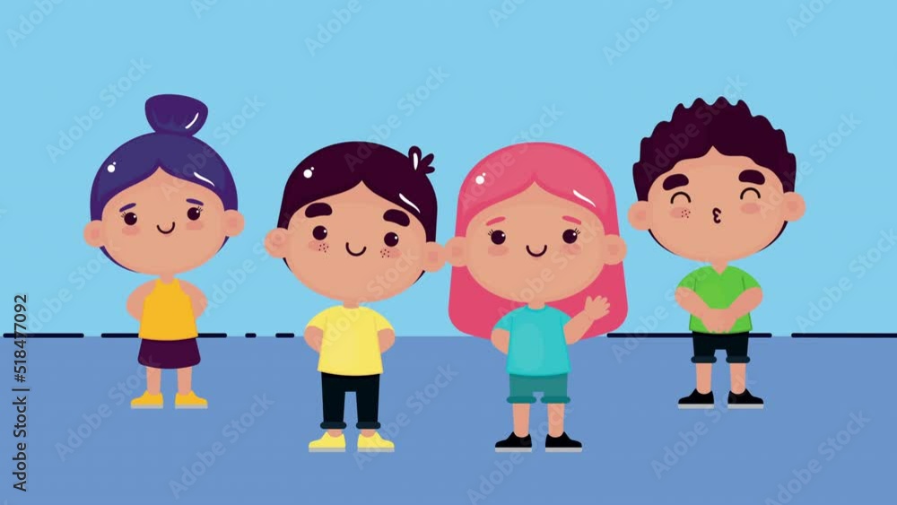 four little kids celebrating characters four little kids celebrating characters