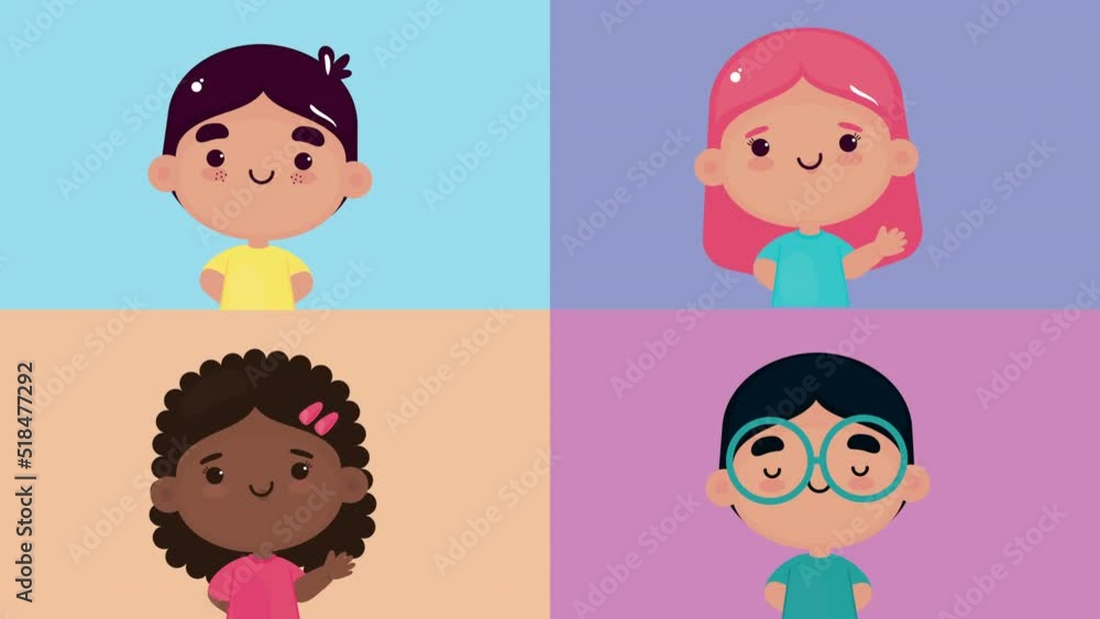 four little kids celebrating characters four little kids celebrating characters
