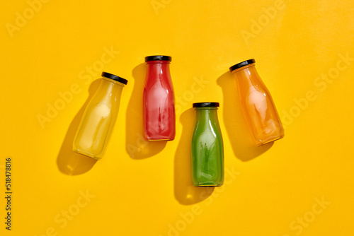 vegetable and fruit juice in bottles for diet drink on