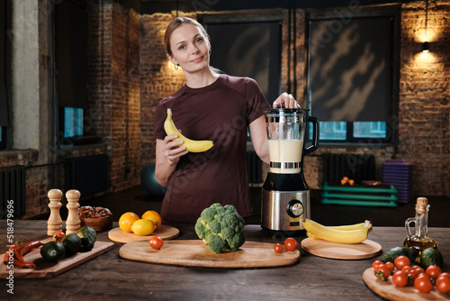 Fitness Trainer Cooking Smoothie photo