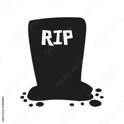 Halloween 2022 - October 31. A traditional holiday, the eve of All Saints Day, All Hallows Eve. Trick or treat. Vector illustration in hand-drawn doodle style. The grave of a dead man.