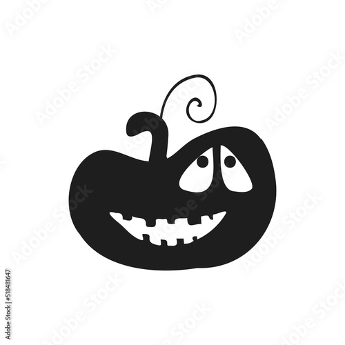 Halloween 2022 - October 31. A traditional holiday, the eve of All Saints Day, All Hallows Eve. Trick or treat. Vector illustration in hand-drawn doodle style. Pumpkin with its eyes and mouth cut out.