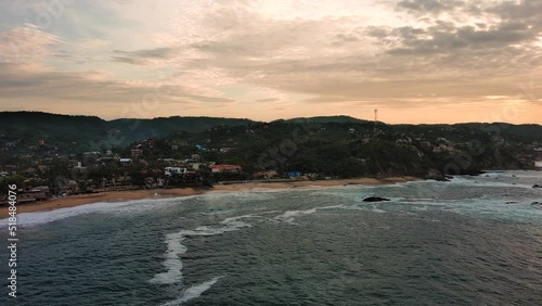 Mazunte Beach Magic Town Aerial Drone Fly Above Pacific Coast Oaxaca Sea Travel photo