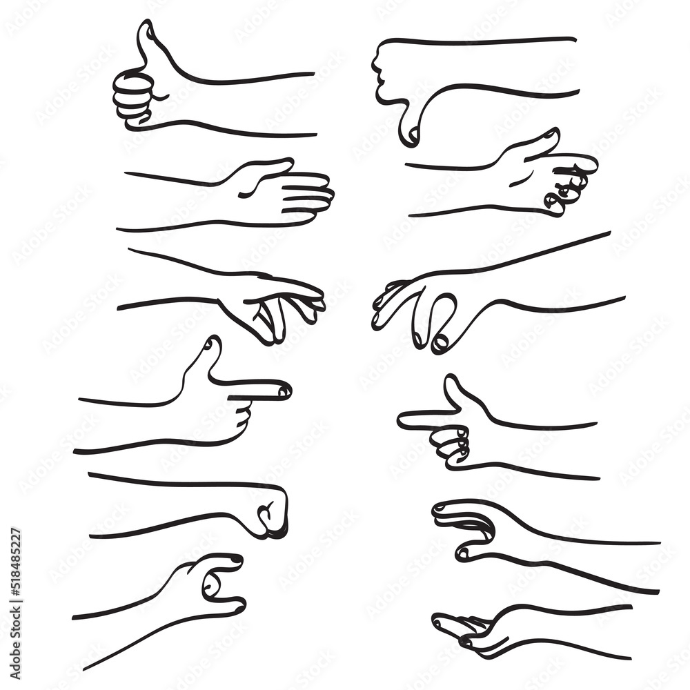 line art multiple hand gestures illustration vector hand drawn isolated on white background line art multiple hand gestures illustration vector hand drawn isolated on white background
