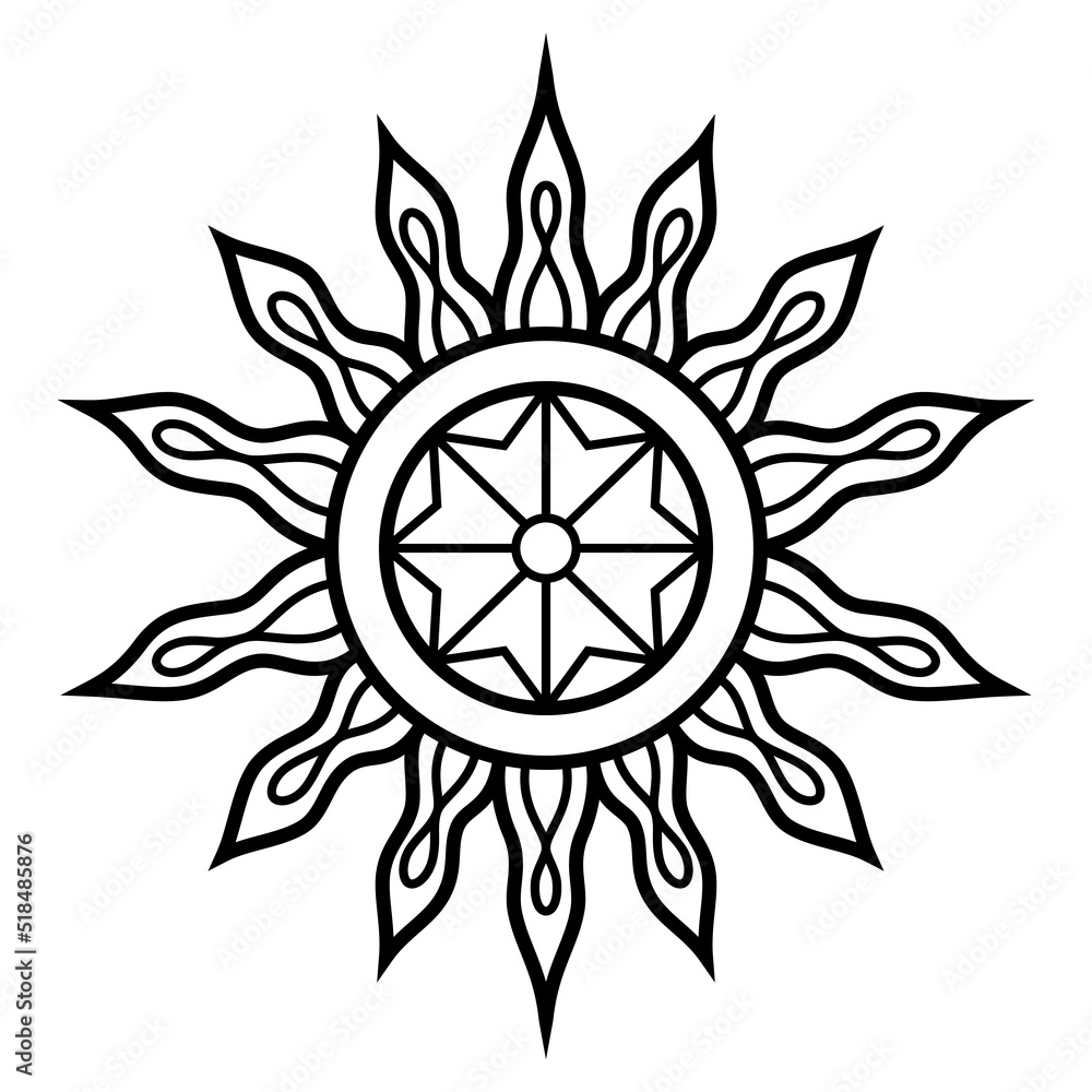 Hand drawn of sun in zentangle style Hand drawn of sun in zentangle style