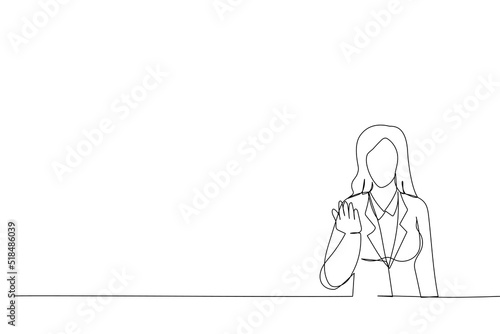 Illustration of latin business woman inviting someone. One line art style