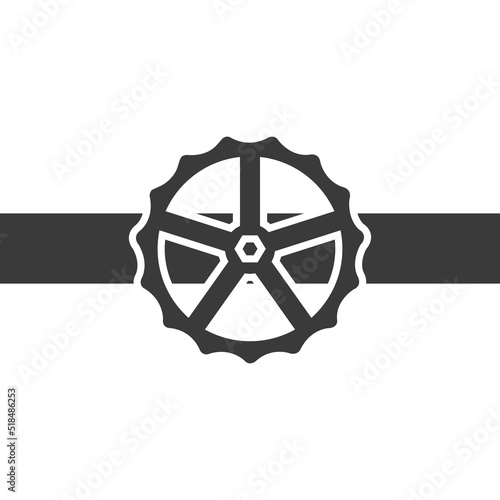 Metal pipe with valve from top view glyph icon isolated on white background.Vector illustration.