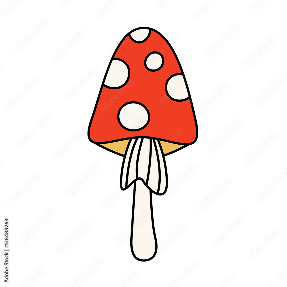 Retro mushroom agaric. Vector isolated illustration. Retro mushroom agaric. Vector isolated illustration.
