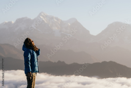 Young hiker in the himalayan mountains photo