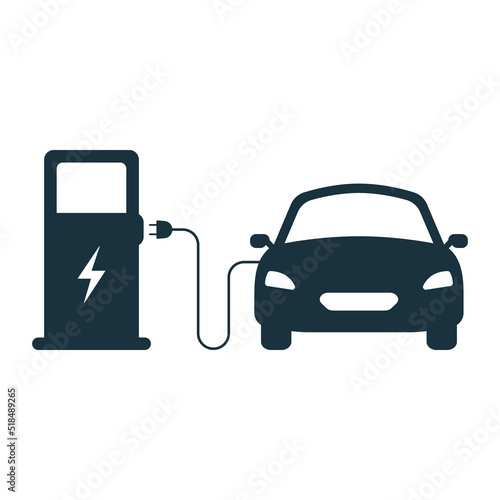Electric Car Charger Silhouette Icon. Charge Station for Ecology Hybrid Vehicle Glyph Pictogram. Electric Car Recharge Sign. Eco Electro Energy for EV. Transport Charger. Isolated Vector Illustration