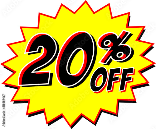 discount signed 20 percent off on yellow color