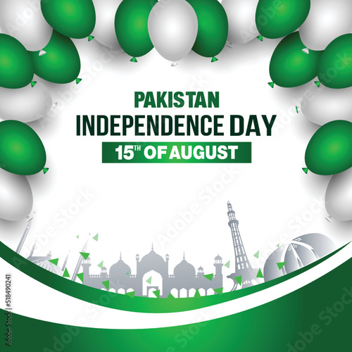 happy independence day Pakista with balloons. vector illustration design photo