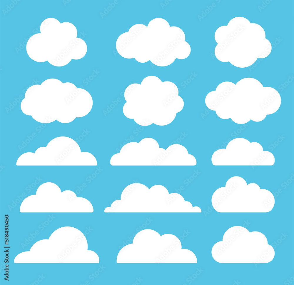 cloud set isolated on blue background. cloud set isolated on blue background.