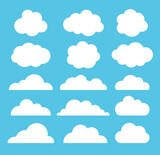 cloud set isolated on blue background.