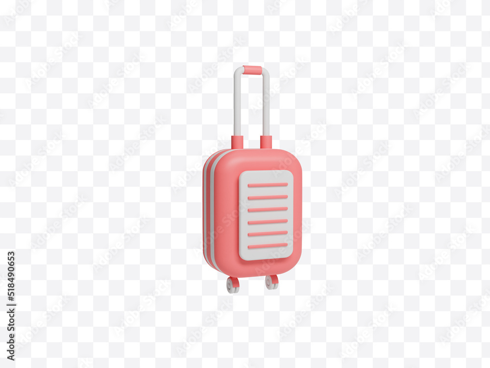 Obraz premium 3d rendering of luggage travel icon with isolated transparent background. Realistic 3d cartoon minimal style