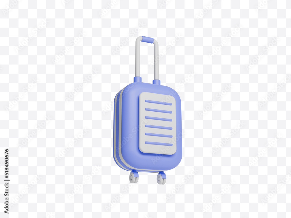 3d rendering of luggage travel icon with isolated transparent background. Realistic 3d cartoon minimal style 3d rendering of luggage travel icon with isolated transparent background. Realistic 3d cartoon minimal style