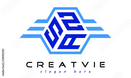 SZA three letter geometrical wings logo design vector template. wordmark logo | emblem logo | monogram logo | initial letter logo | typography logo | business logo | minimalist logo |