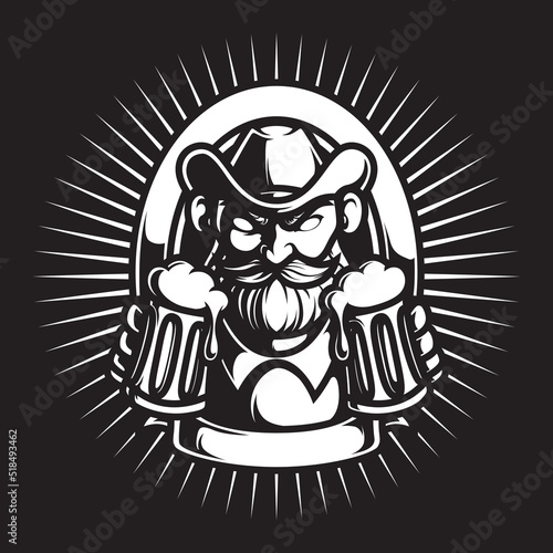 VINTAGE OKTOBERFEST MASCOT LOGO BLACK