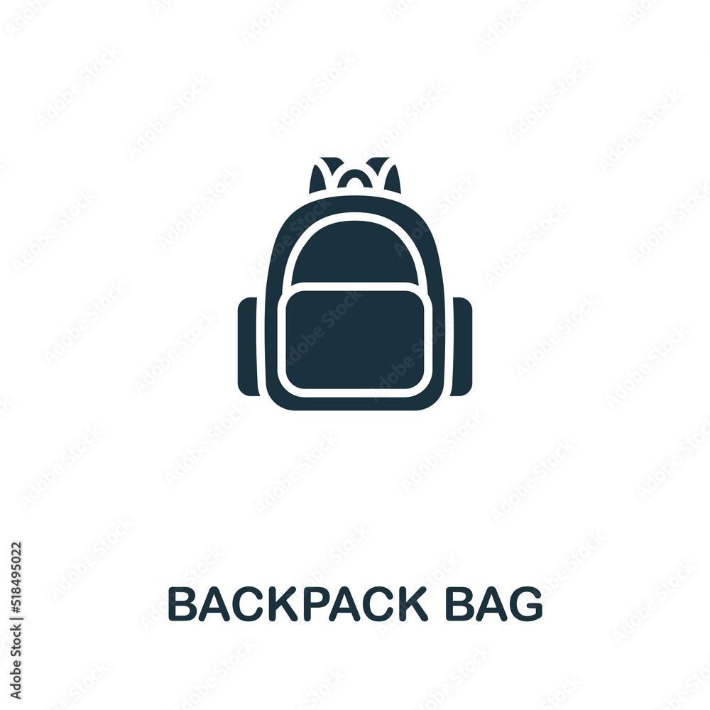 Backpack Bag icon. Monochrome simple line Outdoor Recreation icon for templates, web design and infographics Backpack Bag icon. Monochrome simple line Outdoor Recreation icon for templates, web design and infographics