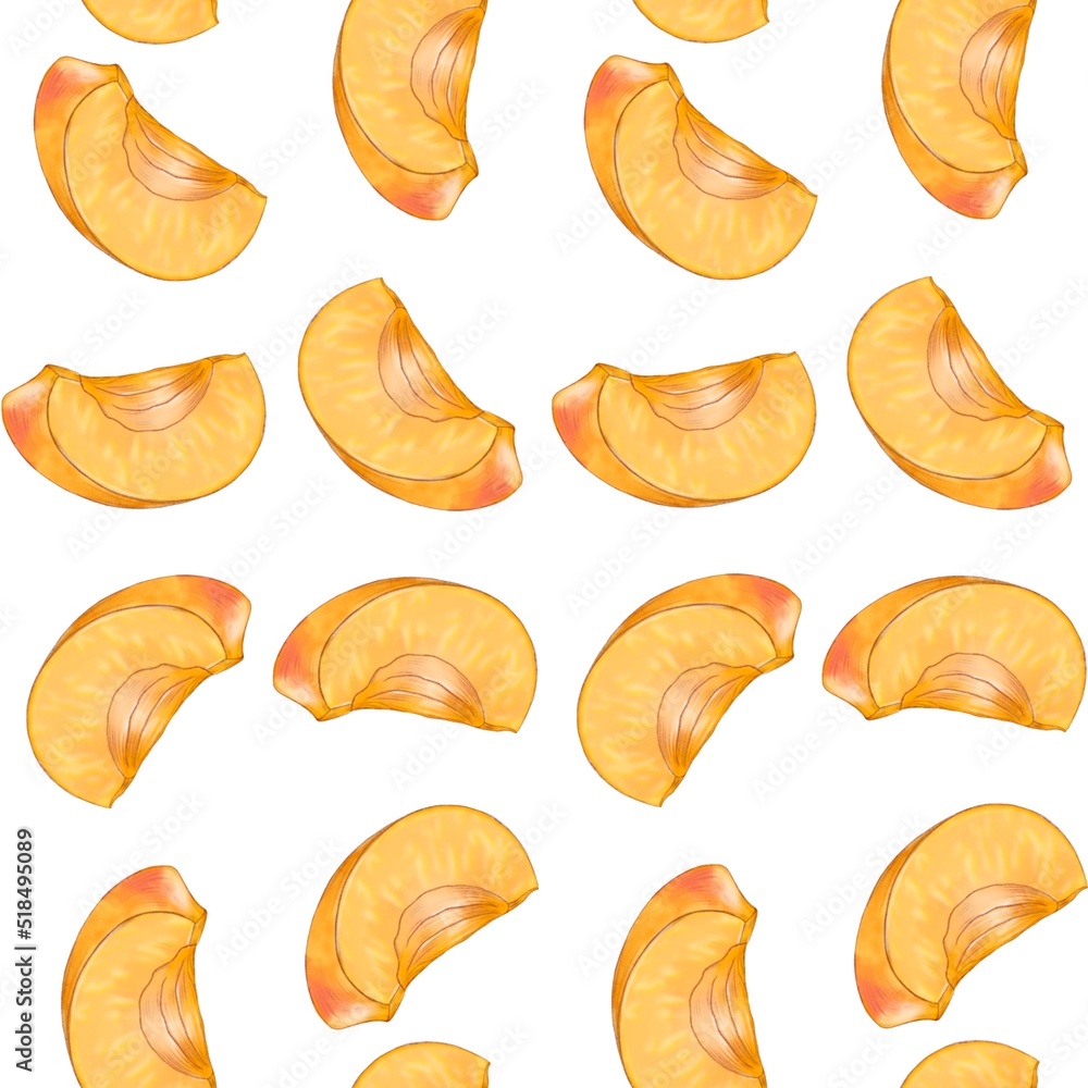 Fototapeta premium Peach seamless patterns, Peach clipart, Apricot pattern, Peach Branches, Holiday Clip Art, Instant download, Digital Paper, DIY