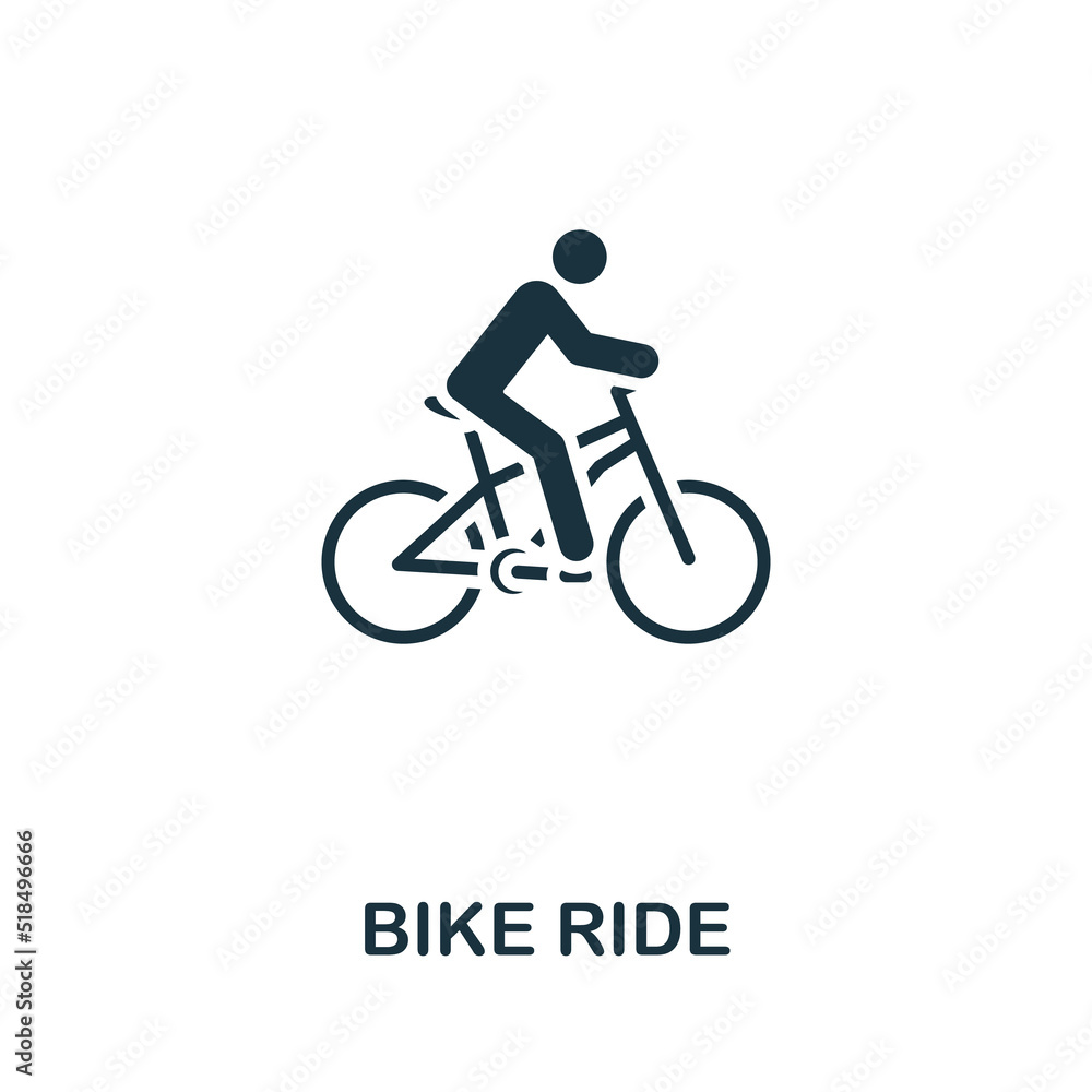 Fototapeta premium Bike Ride icon. Monochrome simple line Outdoor Recreation icon for templates, web design and infographics