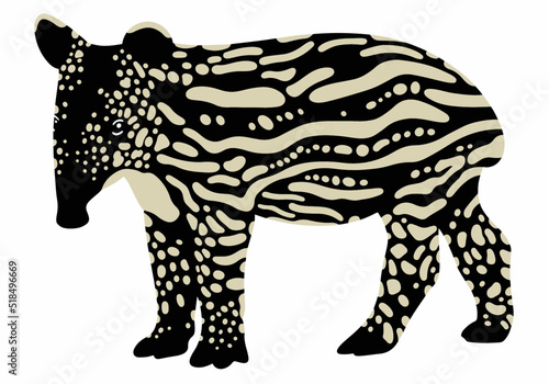 little malayan  tapir vector illustration isolated on white