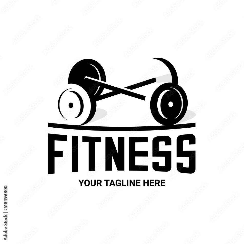Obraz premium vector illustration of fitness logo, vector barbell, weightlifting