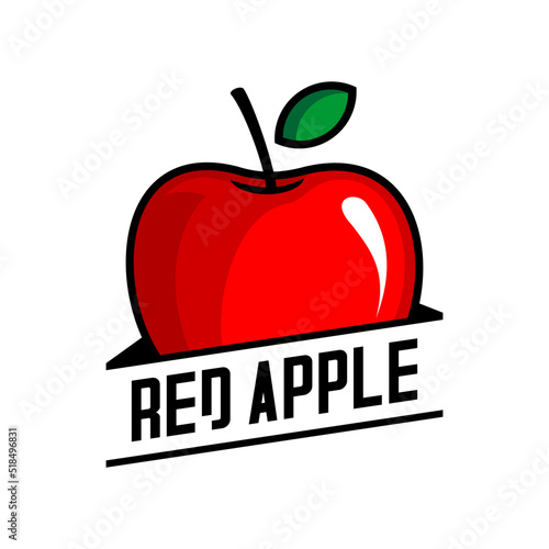 vector illustration of red apple fruit, split apple