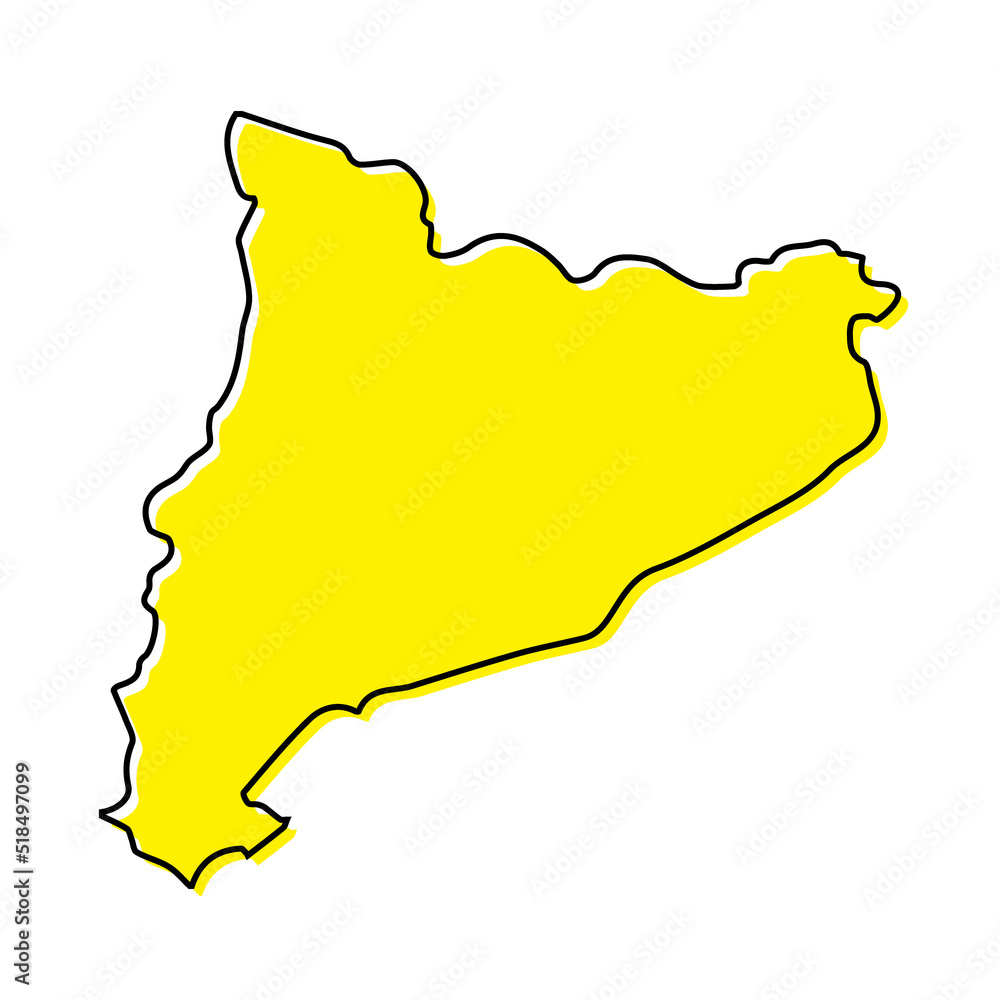 Simple outline map of Catalonia is a region of Spain Simple outline map of Catalonia is a region of Spain