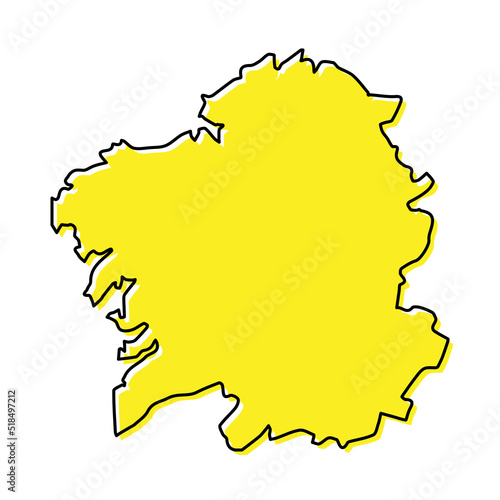 Simple outline map of Galicia is a region of Spain photo