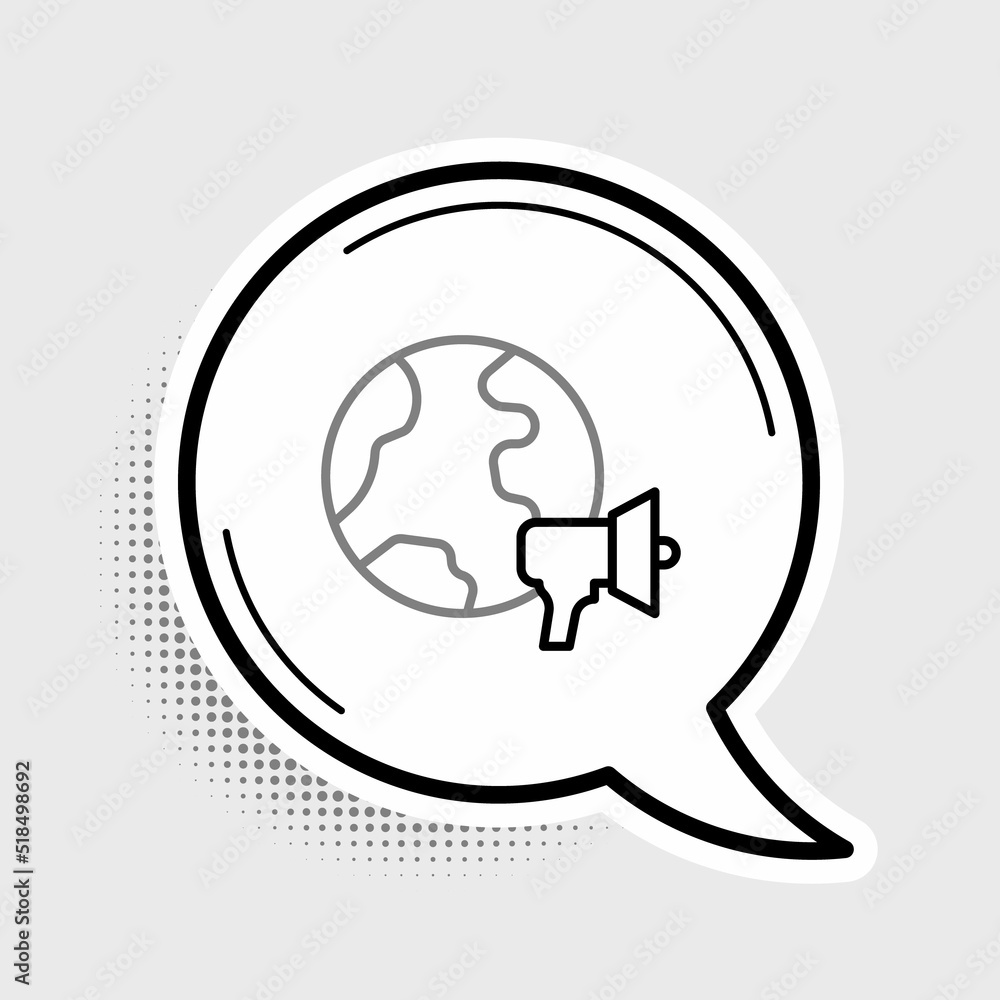 Line World news icon isolated on grey background. Breaking news, world news tv. Colorful outline concept. Vector Line World news icon isolated on grey background. Breaking news, world news tv. Colorful outline concept. Vector