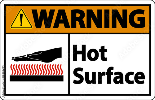Warning Hot Surface Symbol Sign On White Background