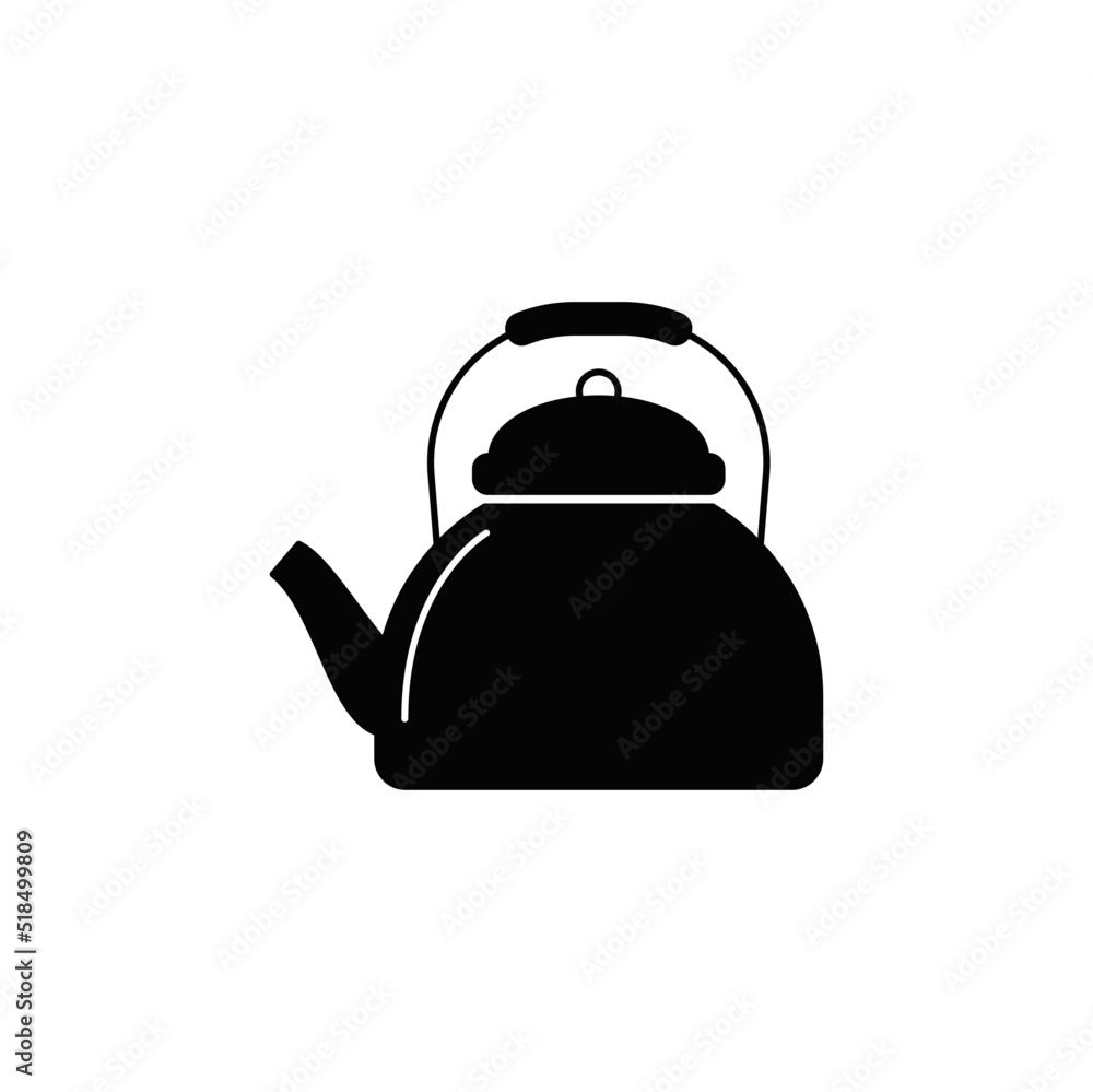 Boiler kettle icon in black flat glyph, filled style isolated on white background Boiler kettle icon in black flat glyph, filled style isolated on white background
